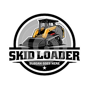 skid steer, loader illustration logo vector.