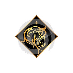 Best creative luxury square head horse tribal icon illustration vector with color gold and black