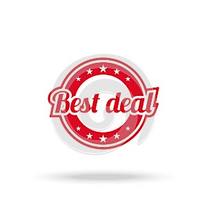 Best deal label. Red color, isolated on white.