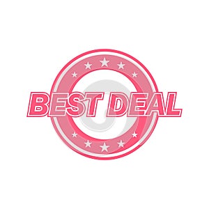Best deal label. Red color, isolated on white.