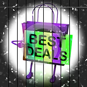 Best Deals Shopping Bag Represents Bargains and Discounts