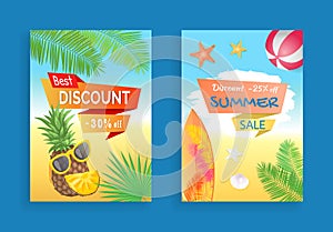 Best Discount Summer Sale Set Vector Illustration