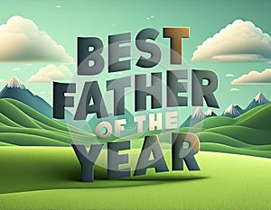 Best father of the year 3d text illustration on green nature background