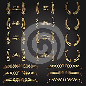 Best Film Award. Vector Golden laurel wreaths