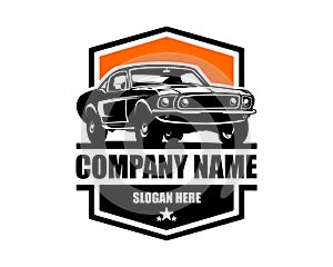 best ford mustang 429 muscle car logo for emblem, icon. isolated white background showing from side available in eps 10 format.