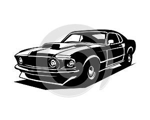 best ford mustang 429 muscle car for logo, solated white background showing from side available in eps 10 format.