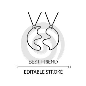 Best friend pixel perfect linear icon. Thin line customizable illustration. Strong interpersonal bond, friendship