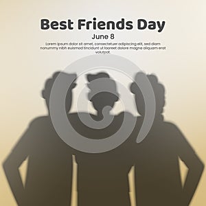 Best friends day background with a shadow of friendship embrace each other photo