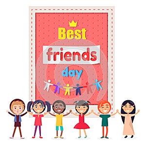 Best Friends Day Poster with Cheerful Children photo
