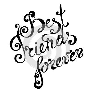 best friends forever, hand drawn lettering, card