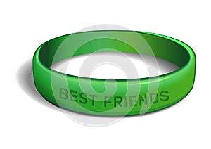 BEST FRIENDS. Green plastic wristband