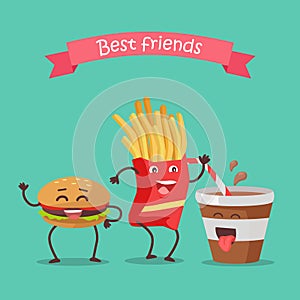 Best Friends Hamburger, Fries and Soda Dancing