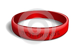 BEST FRIENDS. Red plastic wristband