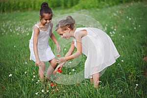 Best happy friends playing in summer park