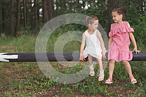 Best happy friends playing in summer park