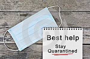 Best help Stay Quarantined words on notebook page