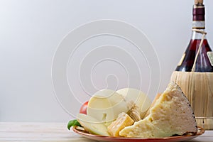 Best Italian cheeses - fresh caciocavallo, pecorino, parmesano c