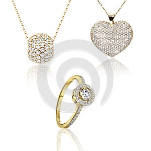 Best jewelry pendant and earrings set. Jewelry composition.