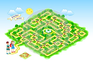 Best labyrinths. Help the children find the eggs. Easter maze. Logic puzzle game. Kids activity sheet. Brain teaser book.