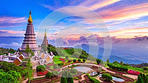 The best of landscape in Chiang mai. Pagodas Noppamethanedol & N