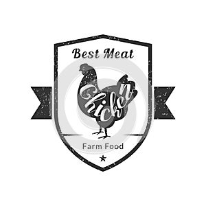 Best Meat Premium Quality Retro Poultry Logo Template, Badge with Chicken for Butchery, Meat Shop, Packaging or