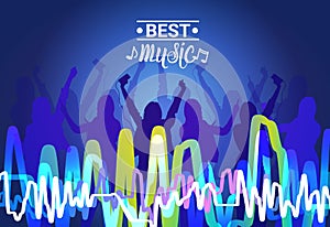 Best Music Silhouette People Dancing Live Concert Banner Colorful Musical Poster