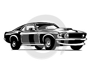 The best mustang boss car logo for the car industry. isolated white background view from side.