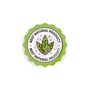 Best natural product flat badge, round sign. Bio eco symbol