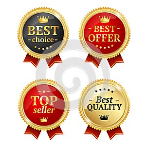 Best Offer or Choice Sale Label Medal Set. Vector