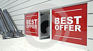 Best offer on shopfront windows and escalator photo