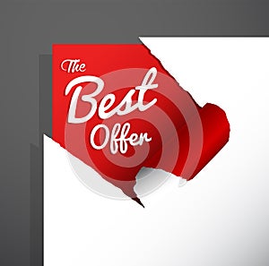 `The Best Offer` text uncovered from teared paper corner.