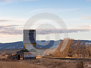 Best Out West Grain Elevator in Wyola, Montana, with Fall Foliage