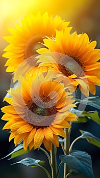 The best photo of sunflowers that are beautiful and realistic. Natural blur background,8k