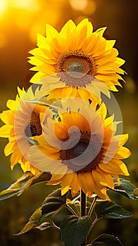 The best photo of sunflowers that are beautiful and realistic. Natural blur background,8k