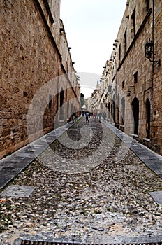 Alley in the old town of Rhodes. photo