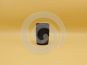 Best portrait lens Nikon Nikkor Z 85mm 1.8 S black on yellow background. Opinion of the European Association photo