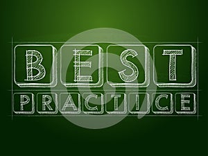 Best practice over green blackboard
