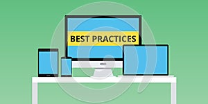 Best practice practices illustration with notebook smartphone multi platform