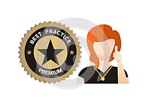 Best Practice premium icon with thumb up