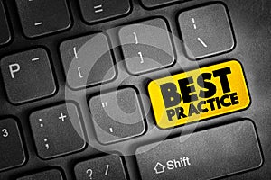 Best Practice text button on keyboard, concept background
