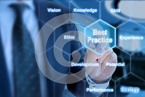 Best practices areas grid explained by businessman