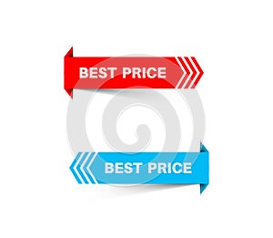 Best price banners with shadows on white background
