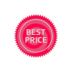 Best price tag icon. Pink banner best price vector isolated