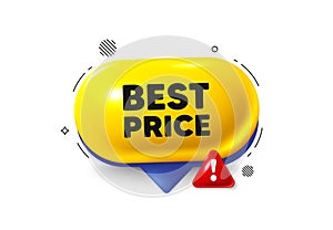 Best Price tag. Special offer sale sign. Offer speech bubble 3d icon. Vector