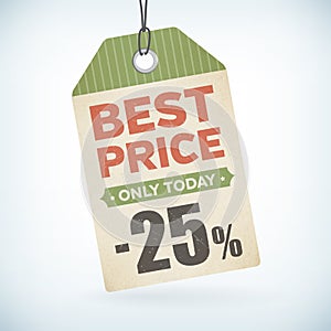 Best price only totady paper -25 percent price off tag