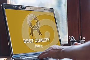 Best quality concept on a laptop screen