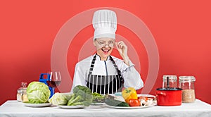 The best recipe. cooking concept. Working in a Modern Kitchen. woman chef read cookbook. Can be used for cooking. Food