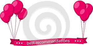 Best recommendations pink flat ribbon with balloons. photo