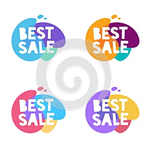 Best Sale banner set. Discount template design. Trendy gradient bubbles. Colorful vector illustration.