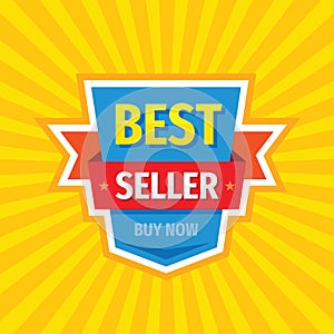 Best seller banner design. Advertising promotion poster. Buy now. Low price. Sale discount tag vector badge layout.